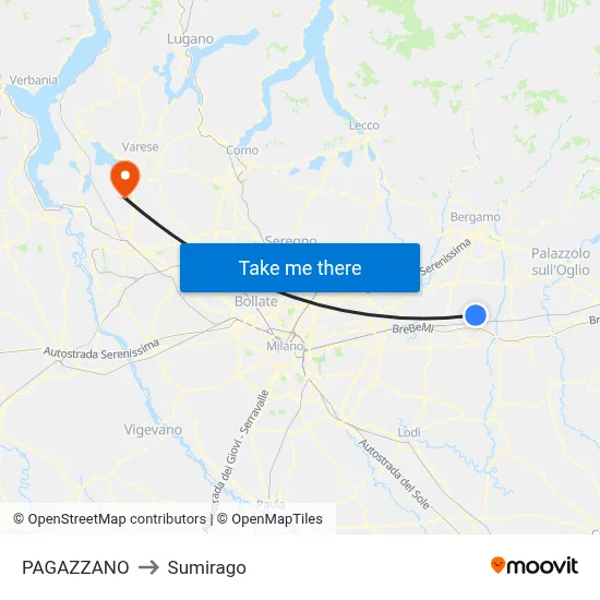PAGAZZANO to Sumirago map