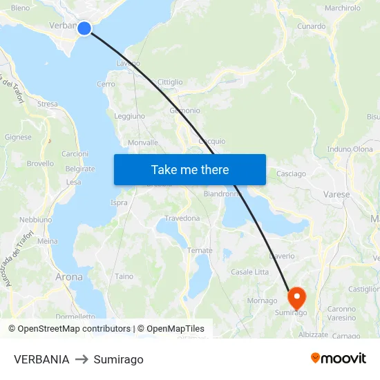 VERBANIA to Sumirago map