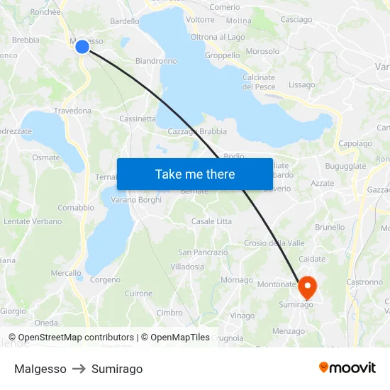 Malgesso to Sumirago map