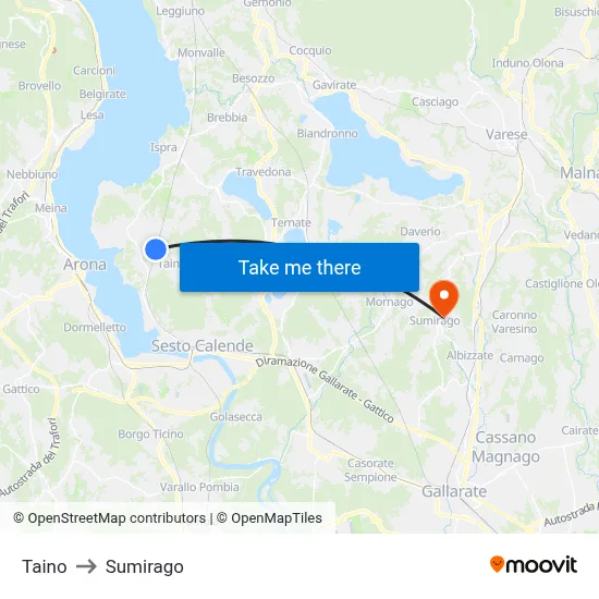 Taino to Sumirago map