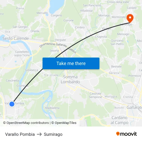 Varallo Pombia to Sumirago map