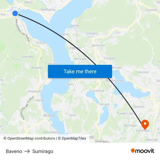 Baveno to Sumirago map