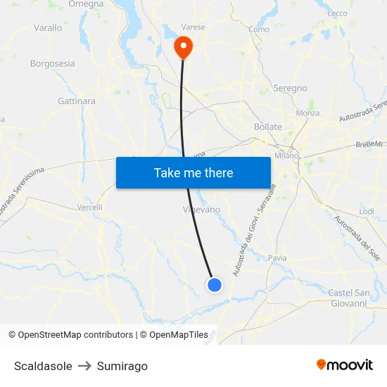 Scaldasole to Sumirago map