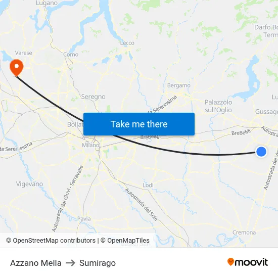 Azzano Mella to Sumirago map