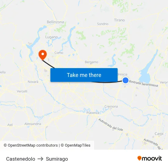 Castenedolo to Sumirago map