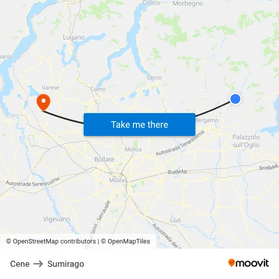 Cene to Sumirago map