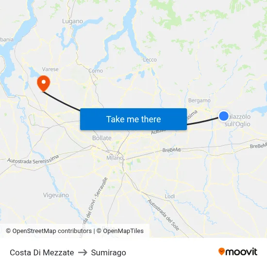 Costa di Mezzate to Sumirago map