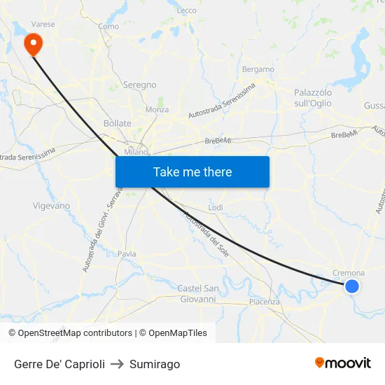 Gerre de' Caprioli to Sumirago map