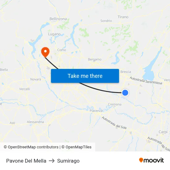 Pavone Del Mella to Sumirago map