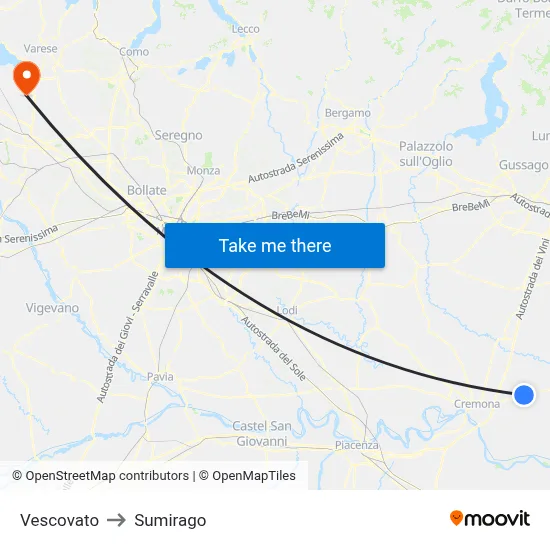 Vescovato to Sumirago map