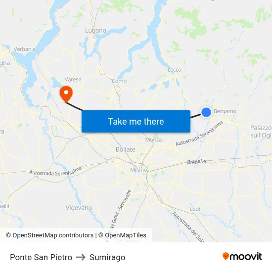 San Pietro Bridge to Sumirago map