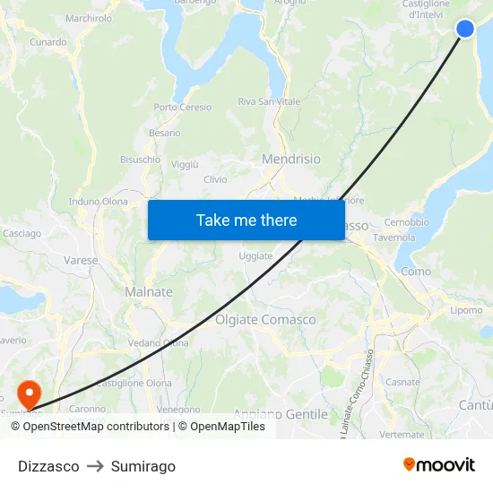 Dizzasco to Sumirago map
