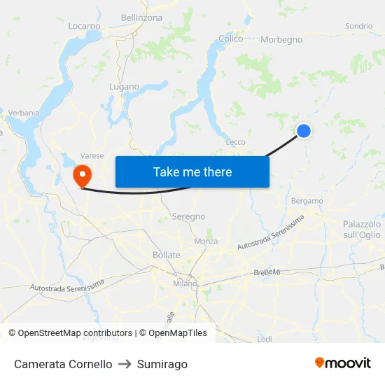 Camerata Cornello to Sumirago map