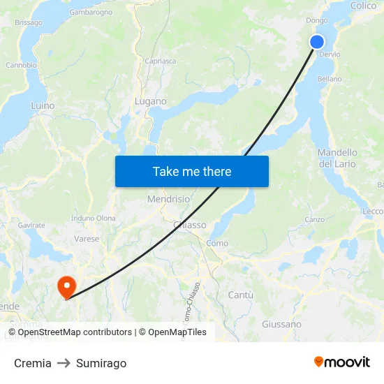 Cremia to Sumirago map