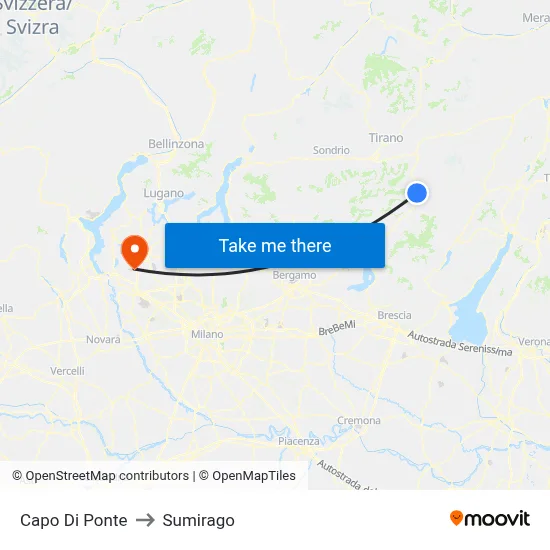 Capo Di Ponte to Sumirago map