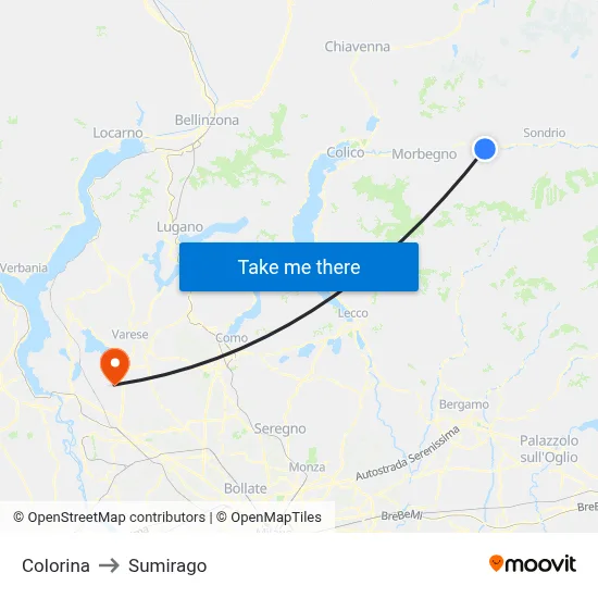 Colorina to Sumirago map