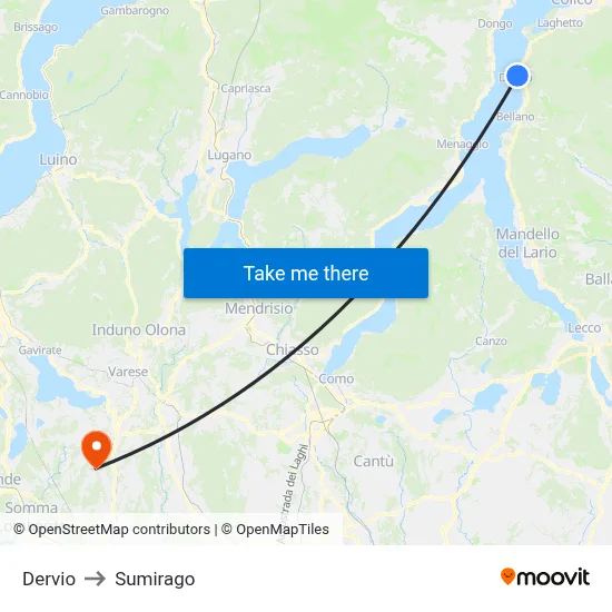 Dervio to Sumirago map