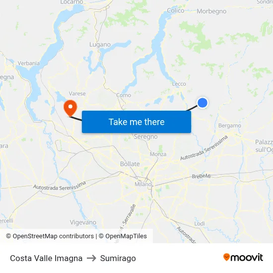 Costa Valle Imagna to Sumirago map