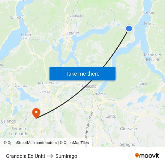 Grandola Ed Uniti to Sumirago map