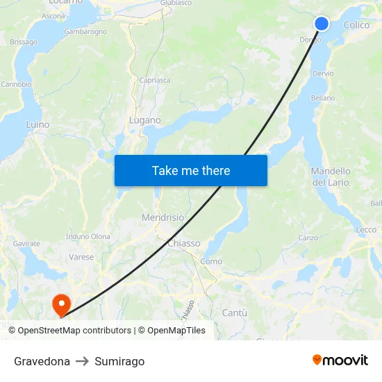 Gravedona to Sumirago map