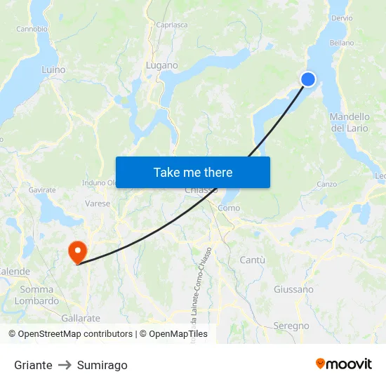 Griante to Sumirago map