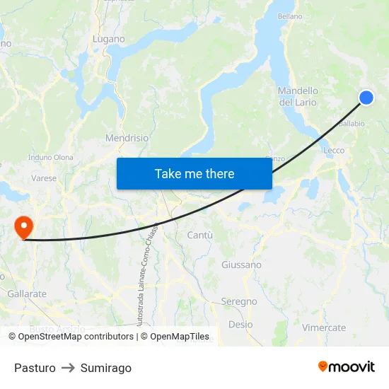 Pasturo to Sumirago map