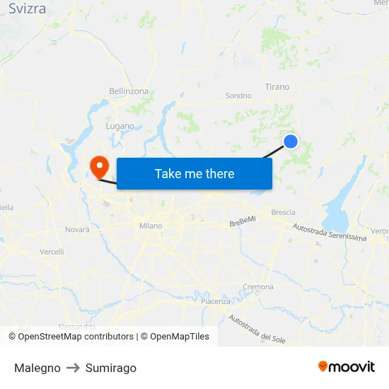 Malegno to Sumirago map