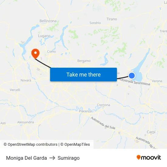 Moniga del Garda to Sumirago map