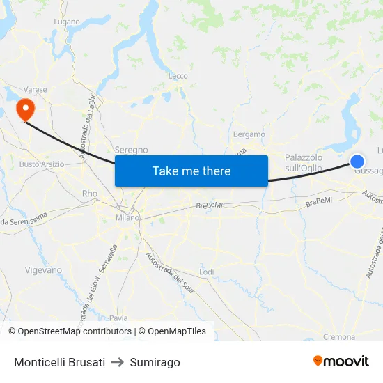 Monticelli Brusati to Sumirago map