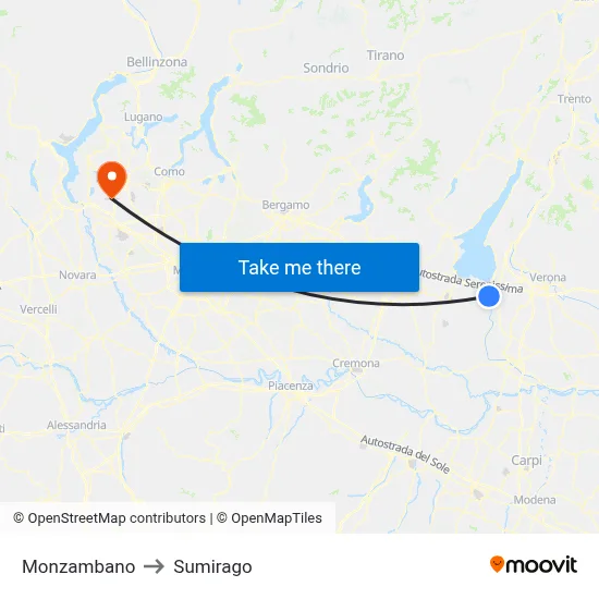 Monzambano to Sumirago map
