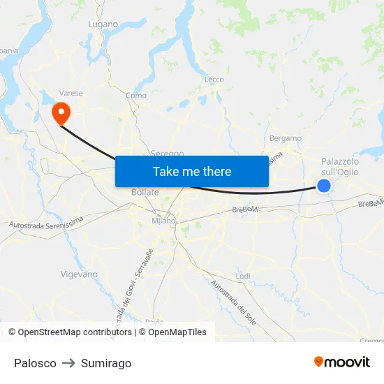 Palosco to Sumirago map