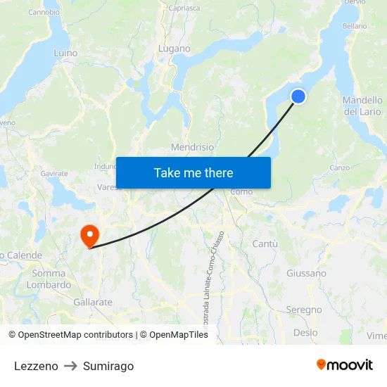 Lezzeno to Sumirago map