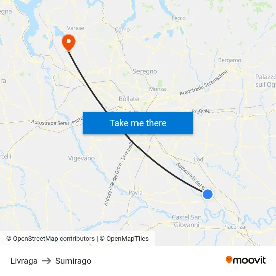 Livraga to Sumirago map