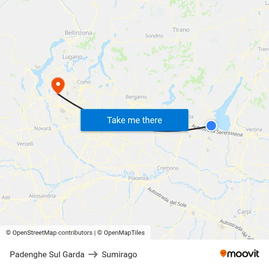 Padenghe Sul Garda to Sumirago map