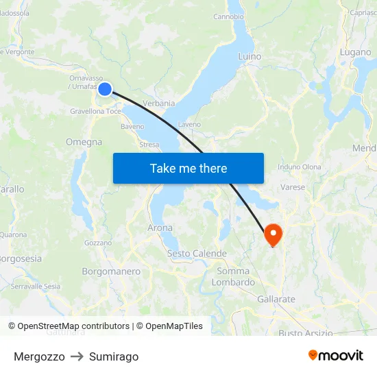 Mergozzo to Sumirago map