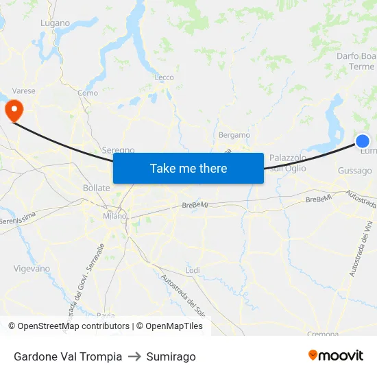 Gardone Val Trompia to Sumirago map