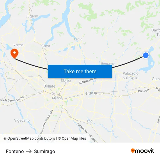 Fonteno to Sumirago map