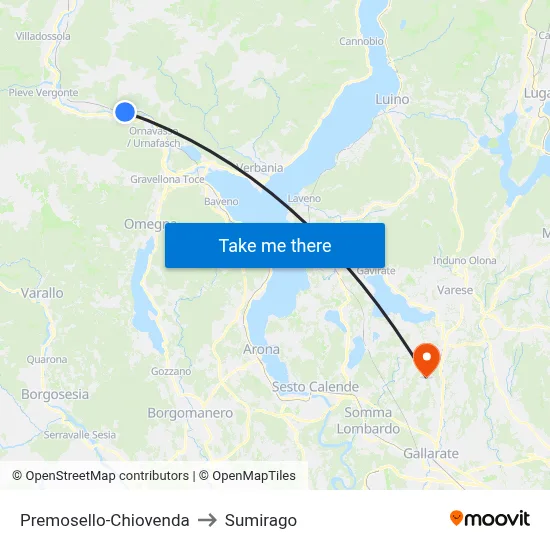 Premosello-Chiovenda to Sumirago map