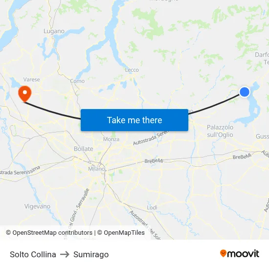 Solto Collina to Sumirago map