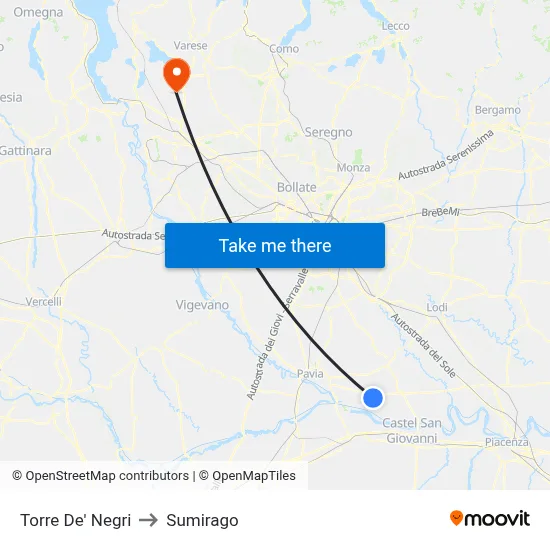 Torre De' Negri to Sumirago map