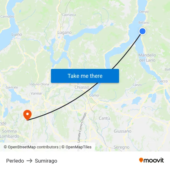 Perledo to Sumirago map