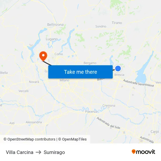 Villa Carcina to Sumirago map