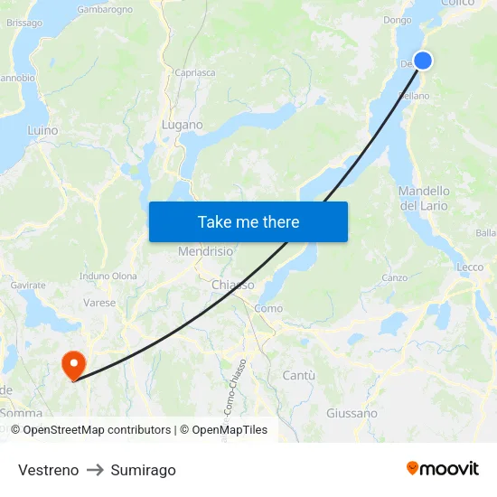 Vestreno to Sumirago map