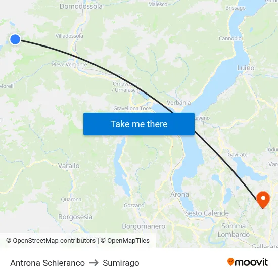 Antrona Schieranco to Sumirago map