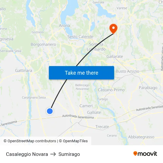 Casaleggio Novara to Sumirago map