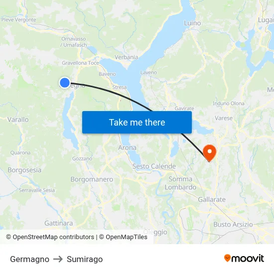 Germagno to Sumirago map