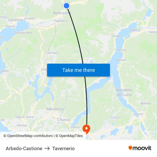 Arbedo-Castione to Tavernerio map