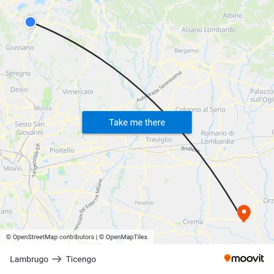Lambrugo to Ticengo map