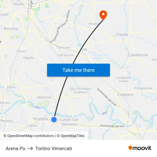Arena Po to Torlino Vimercati map