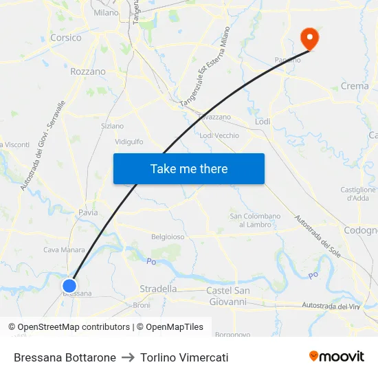 Bressana Bottarone to Torlino Vimercati map